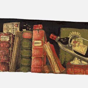 Armin & Marion Tapestry Runner Wall Art WINE BOTTLES BOOKS Germany 8.25"W X 52"L